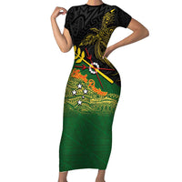 Personalized Chimpu Province Papua New Guinea Family Matching Short Sleeve Bodycon Dress and Hawaiian Shirt Bird-of-paradise Art Tattoo and Melanesian Motifs - Polynesian Pride