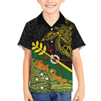 Personalized Chimpu Province Papua New Guinea Family Matching Short Sleeve Bodycon Dress and Hawaiian Shirt Bird-of-paradise Art Tattoo and Melanesian Motifs - Polynesian Pride
