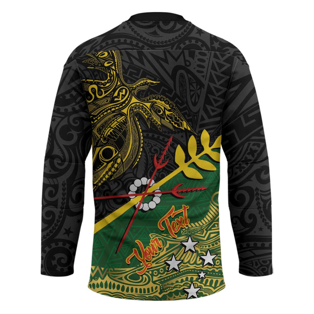 Personalized Chimpu Province Papua New Guinea Hockey Jersey Bird-of-paradise Art Tattoo and Melanesian Motifs - Polynesian Pride