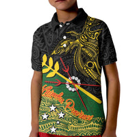 Personalized Chimpu Province Papua New Guinea Kid Polo Shirt Bird-of-paradise Art Tattoo and Melanesian Motifs - Polynesian Pride
