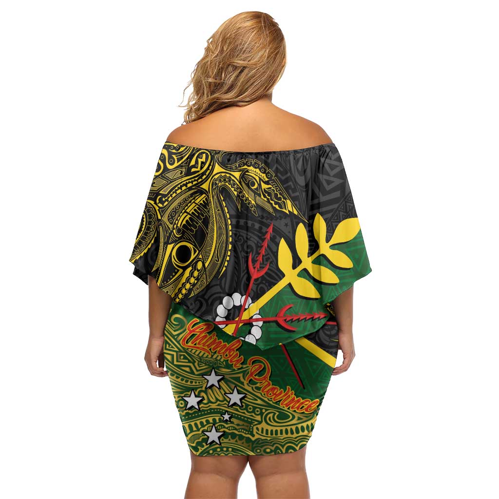 Personalized Chimpu Province Papua New Guinea Off Shoulder Short Dress Bird-of-paradise Art Tattoo and Melanesian Motifs - Polynesian Pride