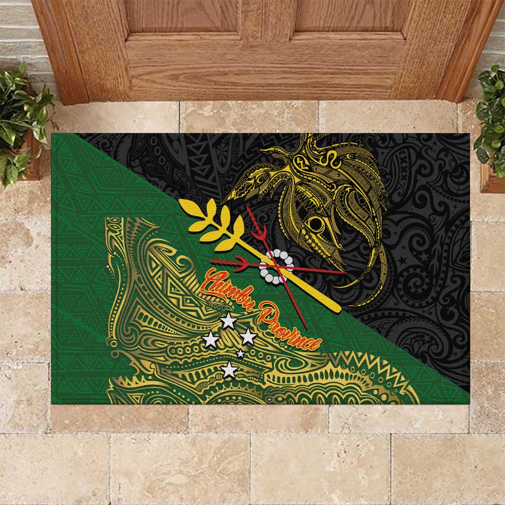 Chimpu Province Papua New Guinea Rubber Doormat Bird-of-paradise Art Tattoo and Melanesian Motifs - Polynesian Pride