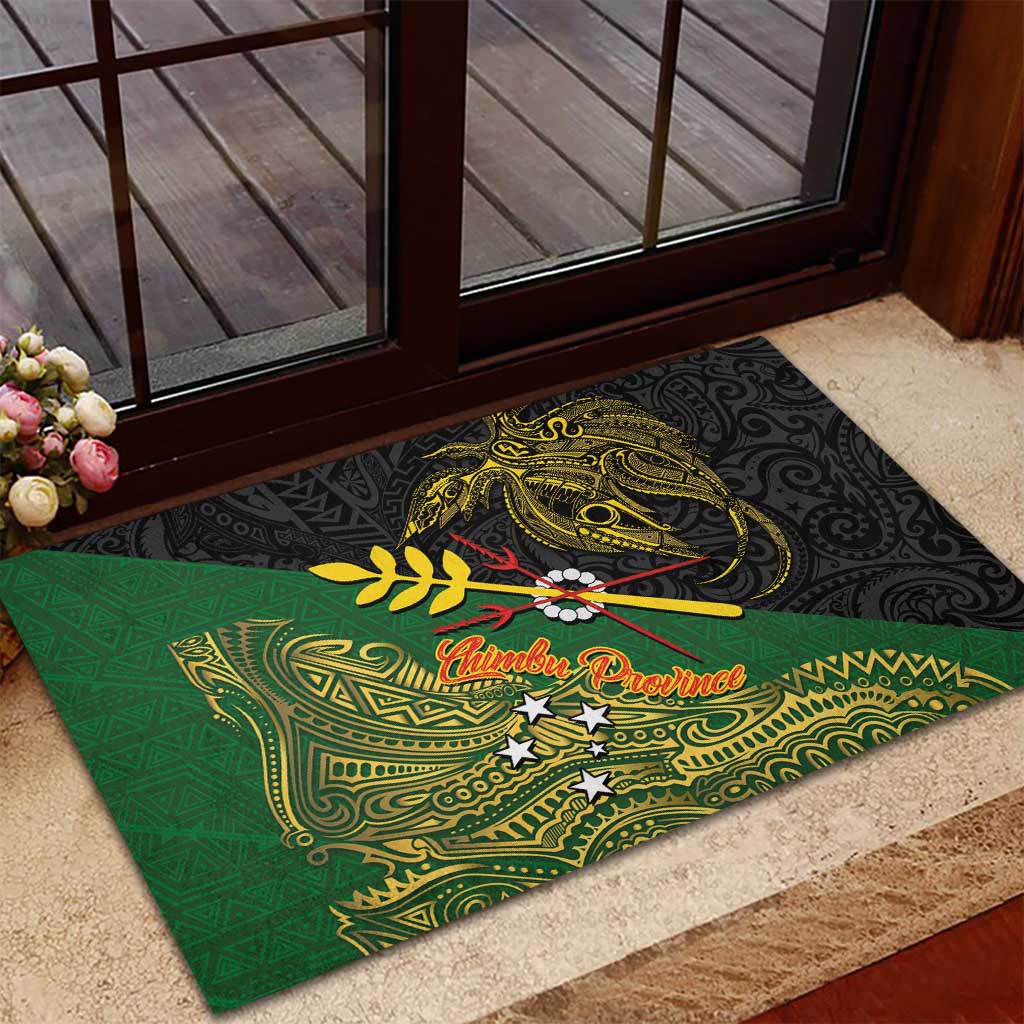 Chimpu Province Papua New Guinea Rubber Doormat Bird-of-paradise Art Tattoo and Melanesian Motifs - Polynesian Pride