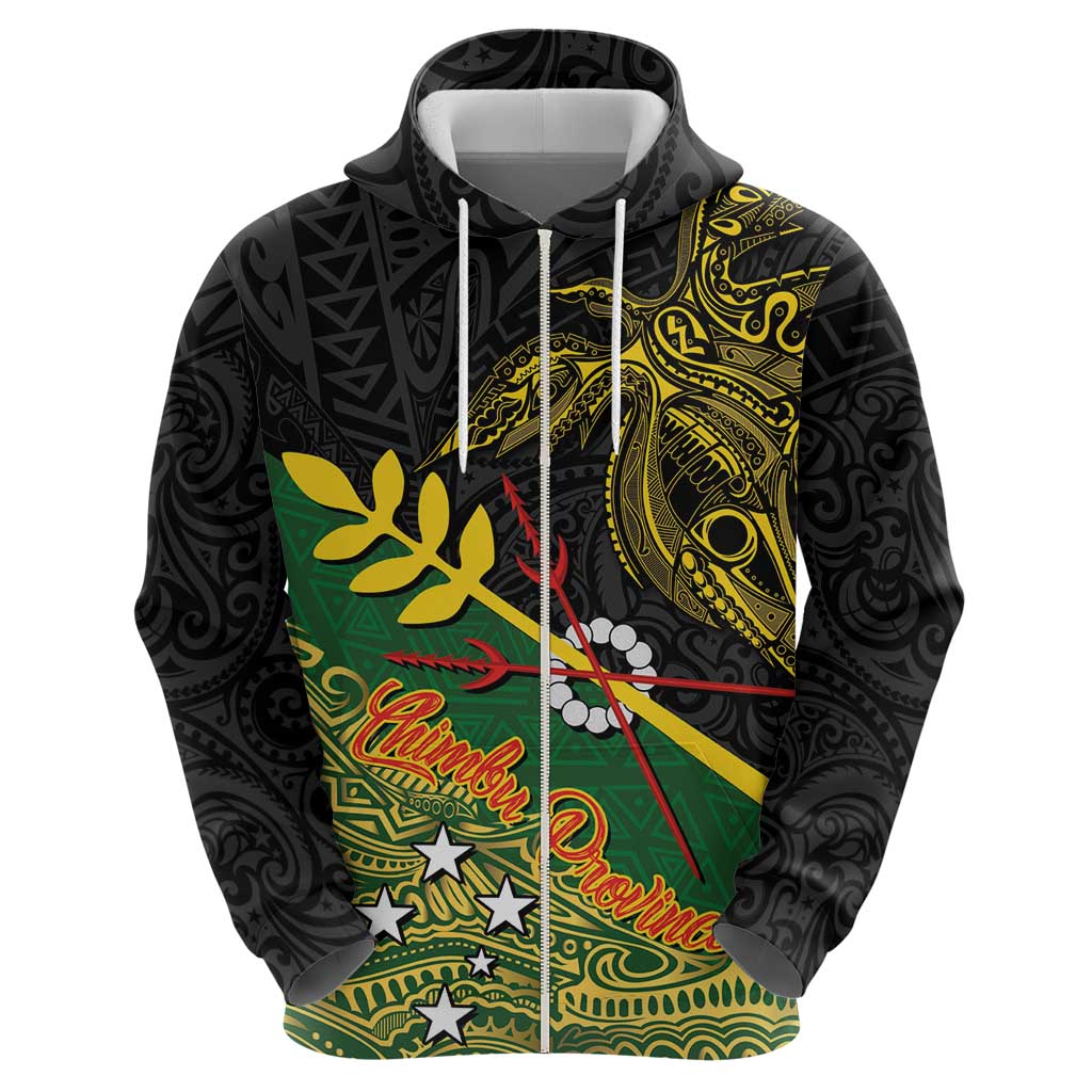 Personalized Chimpu Province Papua New Guinea Zip Hoodie Bird-of-paradise Art Tattoo and Melanesian Motifs - Polynesian Pride