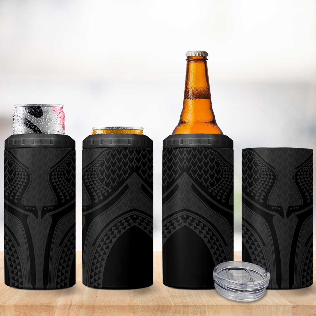 Hawaiian Kakau Art Tattoos Aquaman Style 4 in 1 Can Cooler Tumbler Black Version - Polynesian Pride