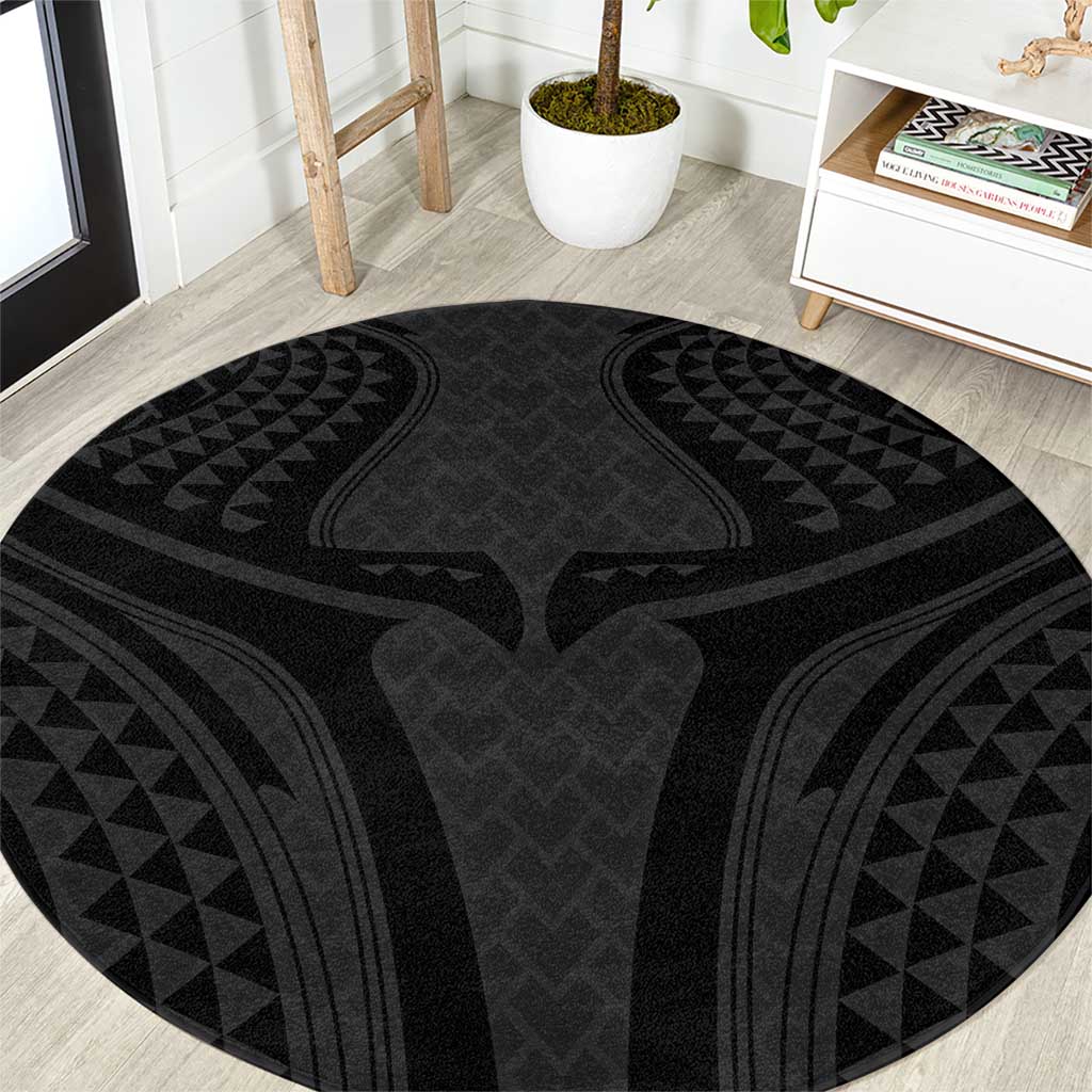 Hawaiian Kakau Art Tattoos Aquaman Style Round Carpet Black Version - Polynesian Pride