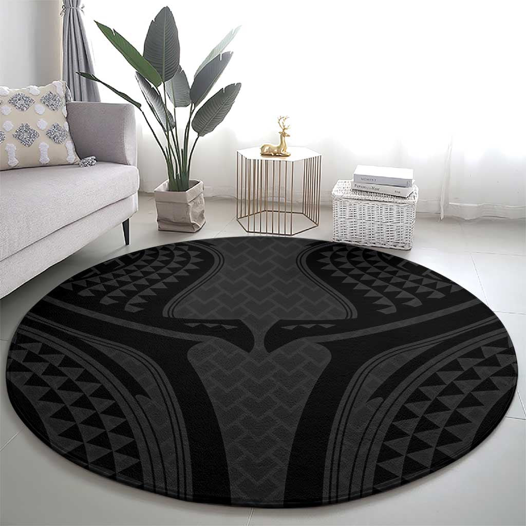 Hawaiian Kakau Art Tattoos Aquaman Style Round Carpet Black Version - Polynesian Pride