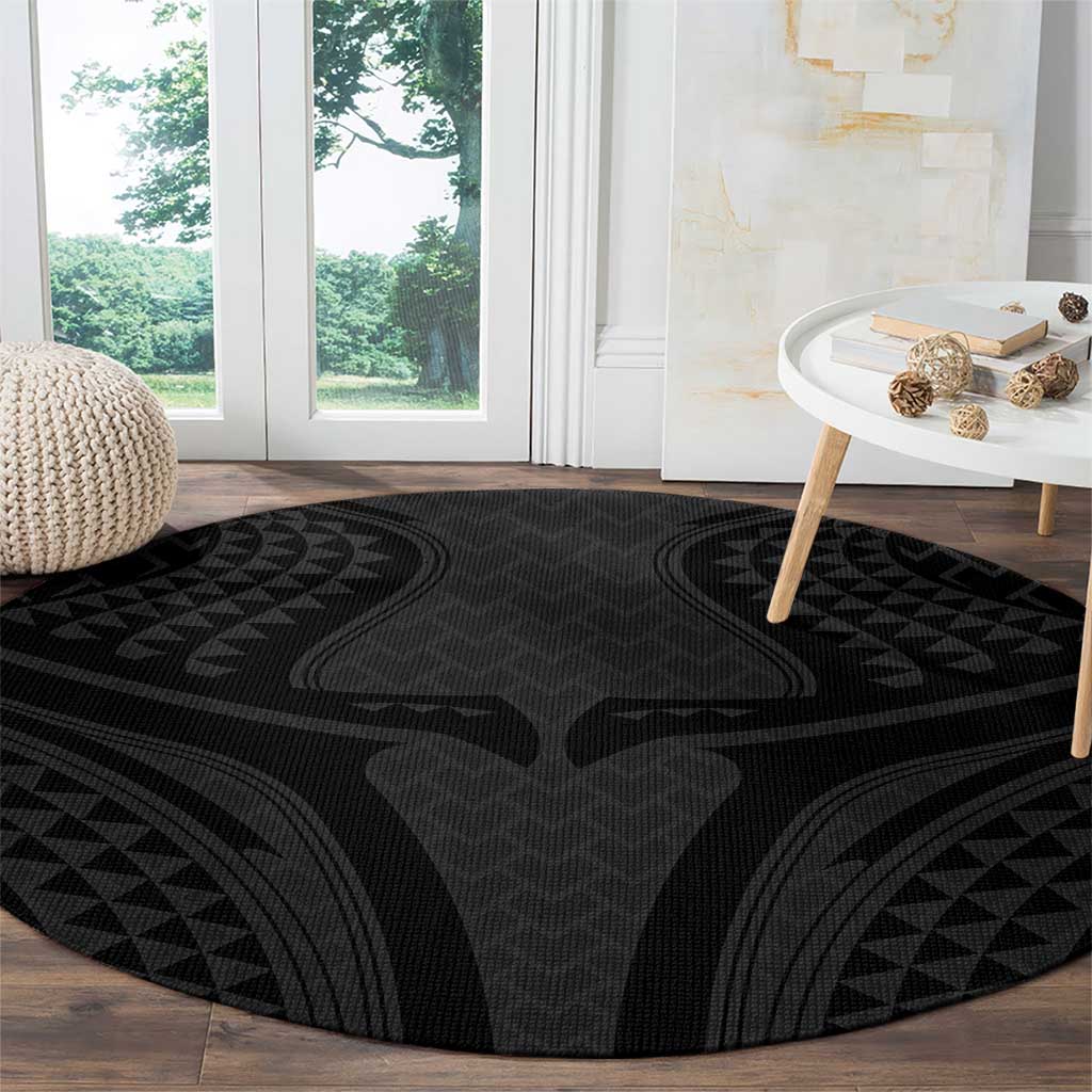 Hawaiian Kakau Art Tattoos Aquaman Style Round Carpet Black Version - Polynesian Pride