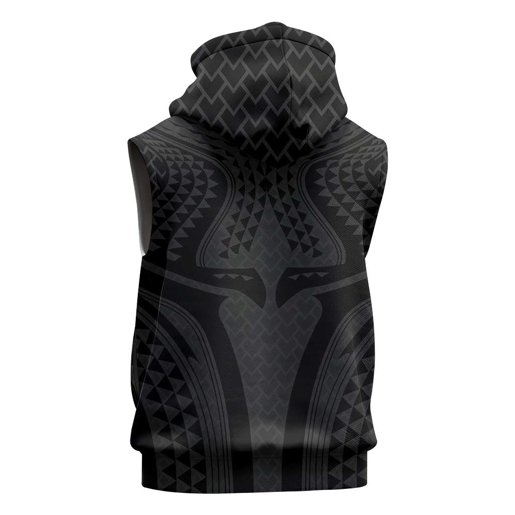 Hawaiian Kakau Art Tattoos Aquaman Style Sleeveless Hoodie Black Version - Polynesian Pride