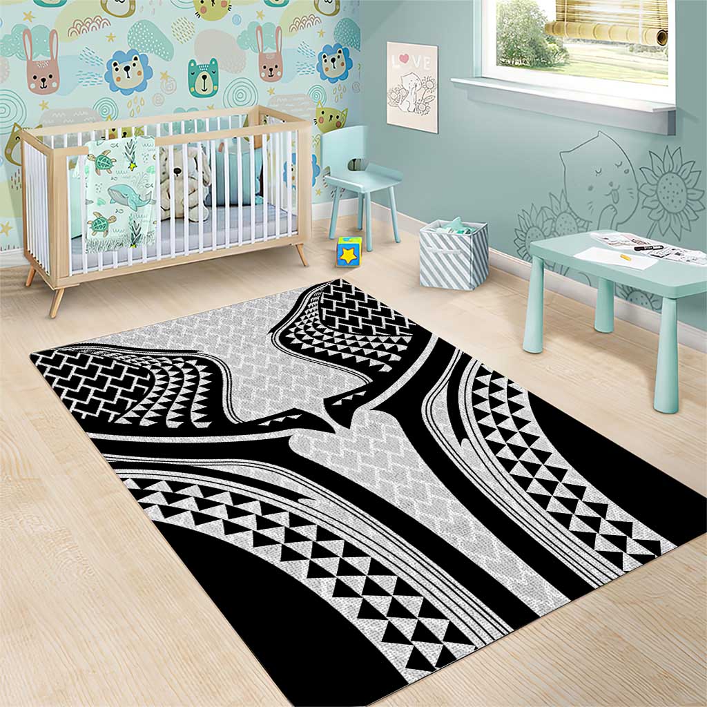 Hawaiian Kakau Art Tattoos Aquaman Style Area Rug White Version - Polynesian Pride