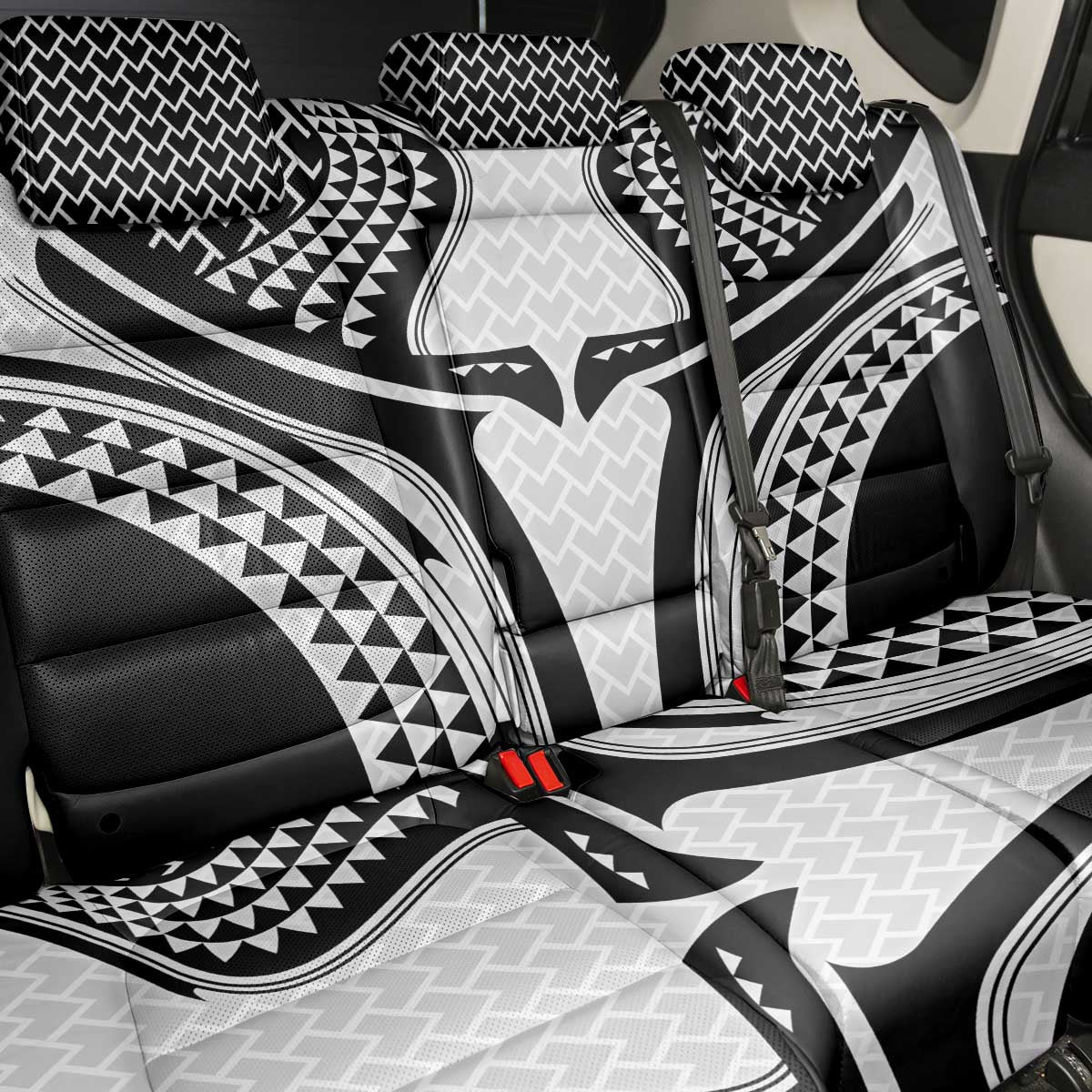 Hawaiian Kakau Art Tattoos Aquaman Style Back Car Seat Cover White Version - Polynesian Pride