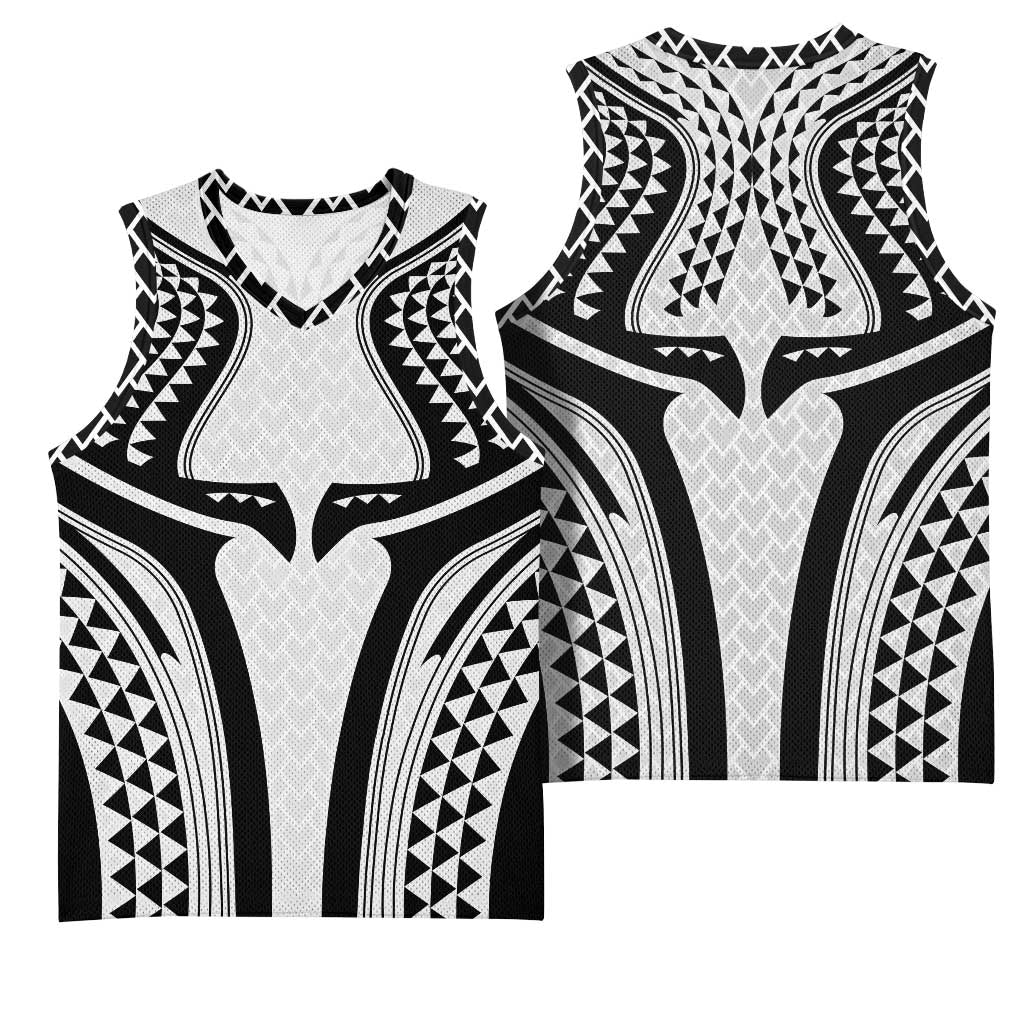 Hawaiian Kakau Art Tattoos Aquaman Style Basketball Jersey White Version - Polynesian Pride