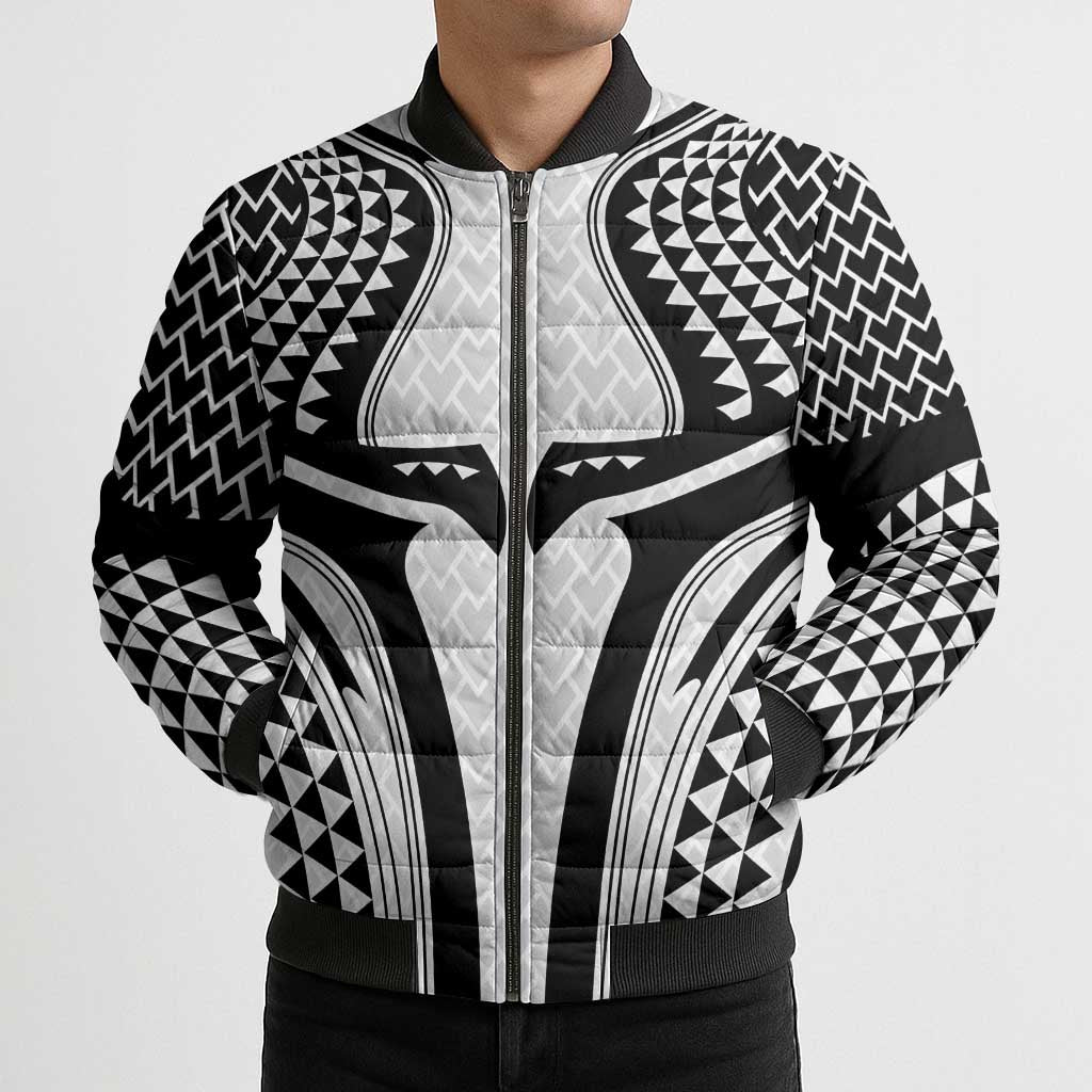Hawaiian Kakau Art Tattoos Aquaman Style Bomber Puffer Jacket White Version - Polynesian Pride
