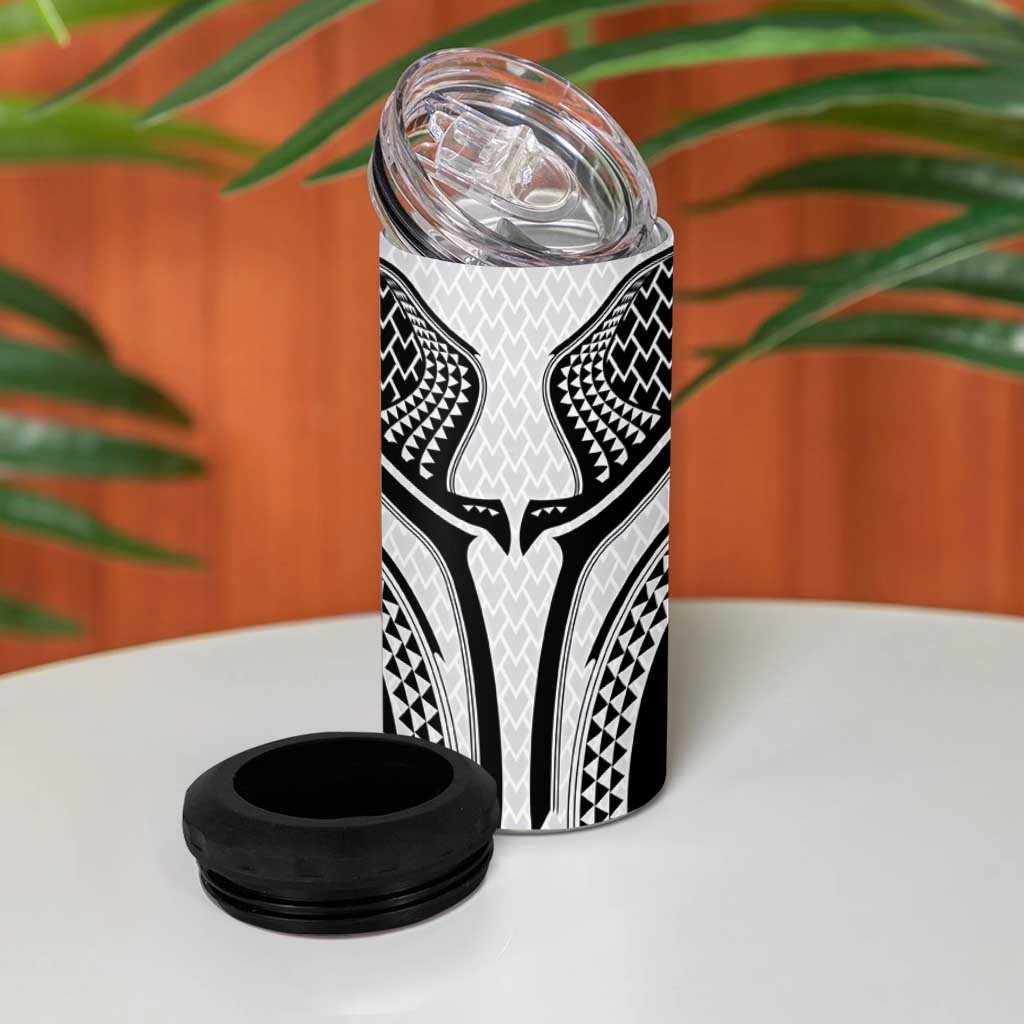 Hawaiian Kakau Art Tattoos Aquaman Style 4 in 1 Can Cooler Tumbler White Version - Polynesian Pride