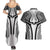 Hawaiian Kakau Art Tattoos Aquaman Style Couples Matching Summer Maxi Dress and Hawaiian Shirt White Version - Polynesian Pride