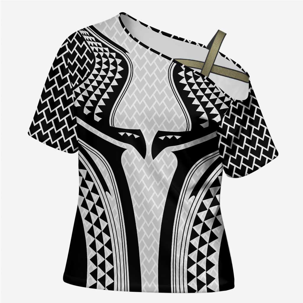 Hawaiian Kakau Art Tattoos Aquaman Style Cross Shoulder Shirt White Version - Polynesian Pride