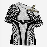 Hawaiian Kakau Art Tattoos Aquaman Style Cross Shoulder Shirt White Version - Polynesian Pride