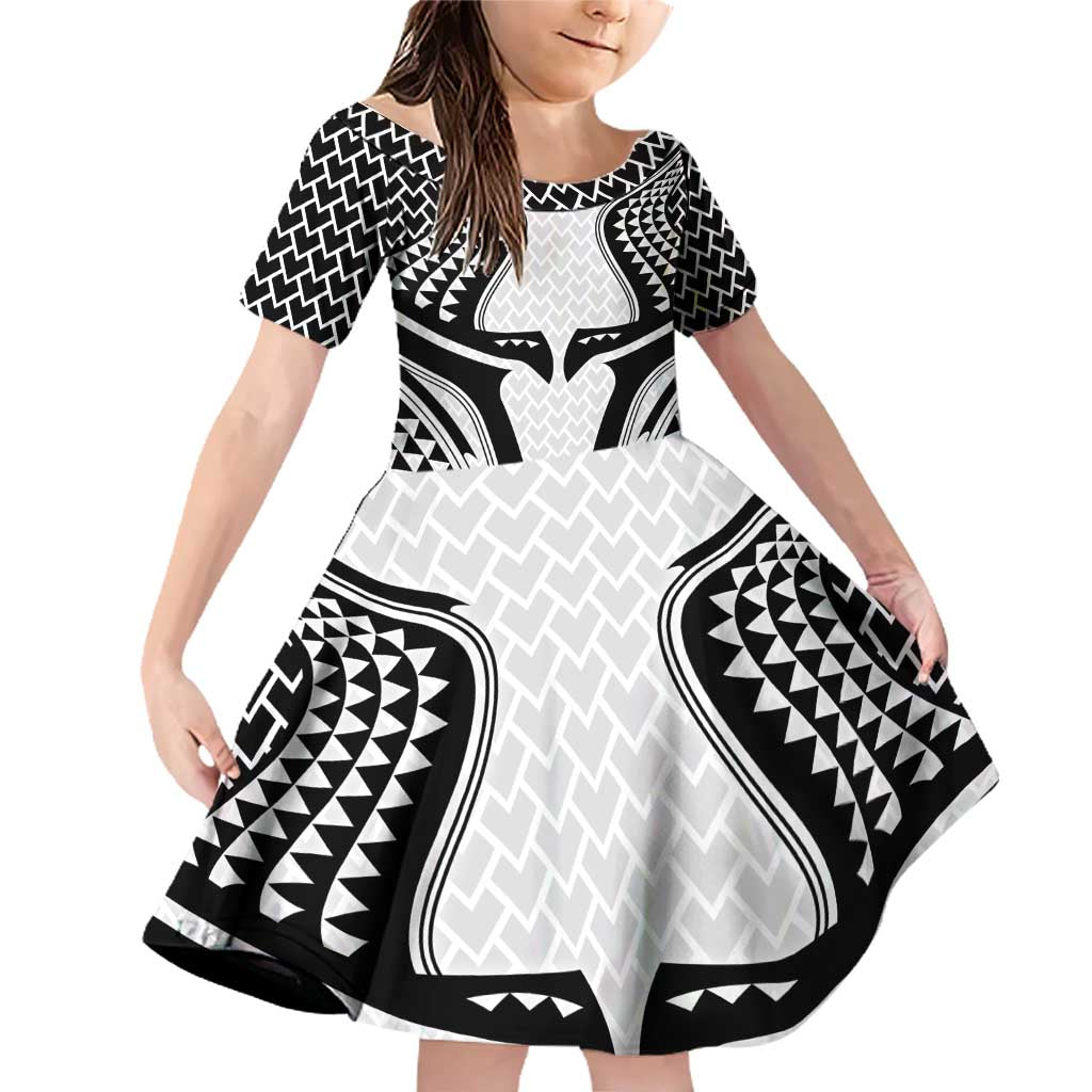 Hawaiian Kakau Art Tattoos Aquaman Style Family Matching Off Shoulder Short Dress and Hawaiian Shirt White Version - Polynesian Pride