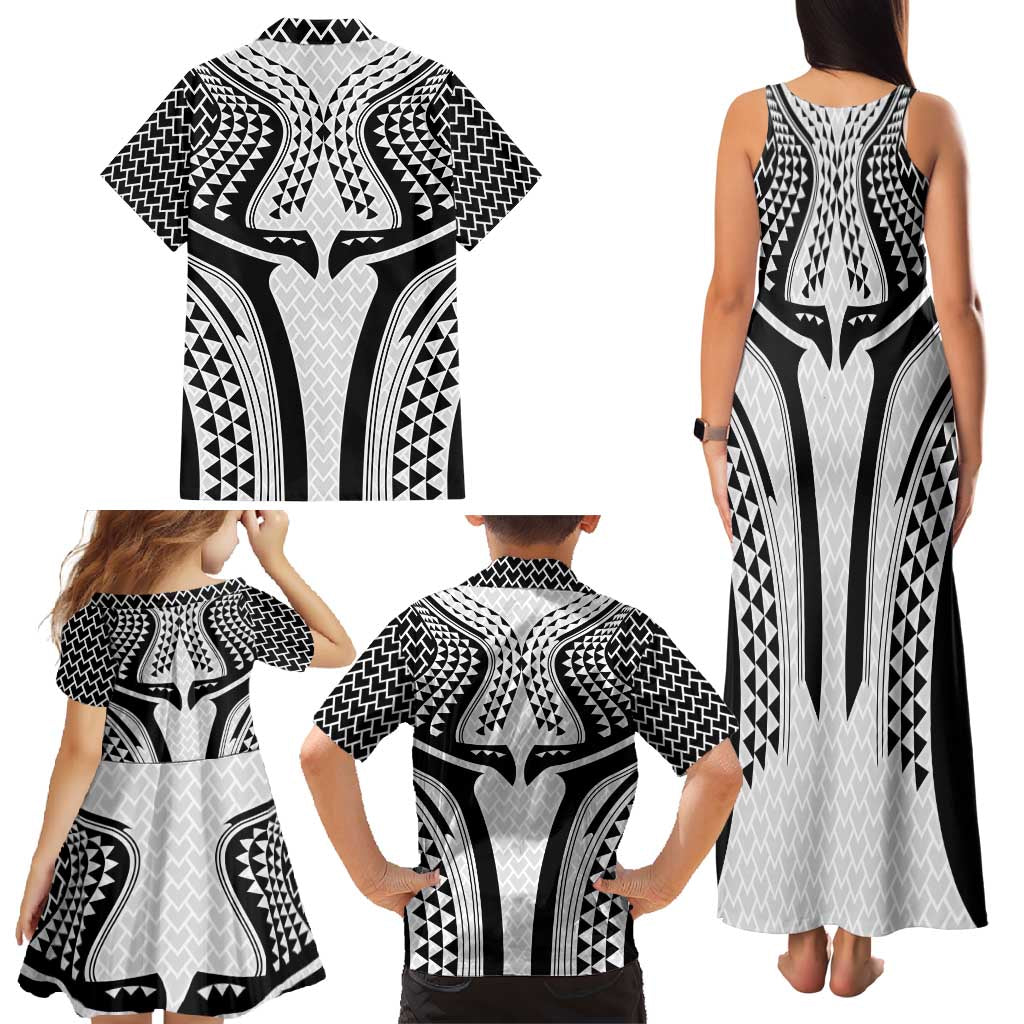 Hawaiian Kakau Art Tattoos Aquaman Style Family Matching Tank Maxi Dress and Hawaiian Shirt White Version - Polynesian Pride