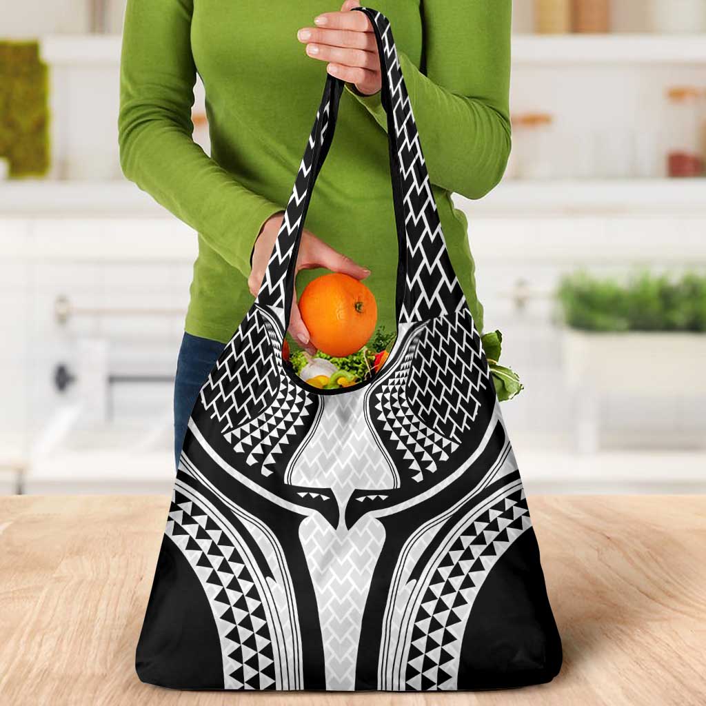Hawaiian Kakau Art Tattoos Aquaman Style Grocery Bag White Version - Polynesian Pride