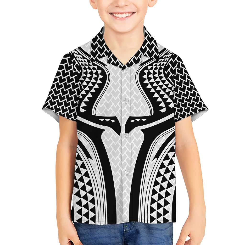 Hawaiian Kakau Art Tattoos Aquaman Style Kid Hawaiian Shirt White Version - Polynesian Pride