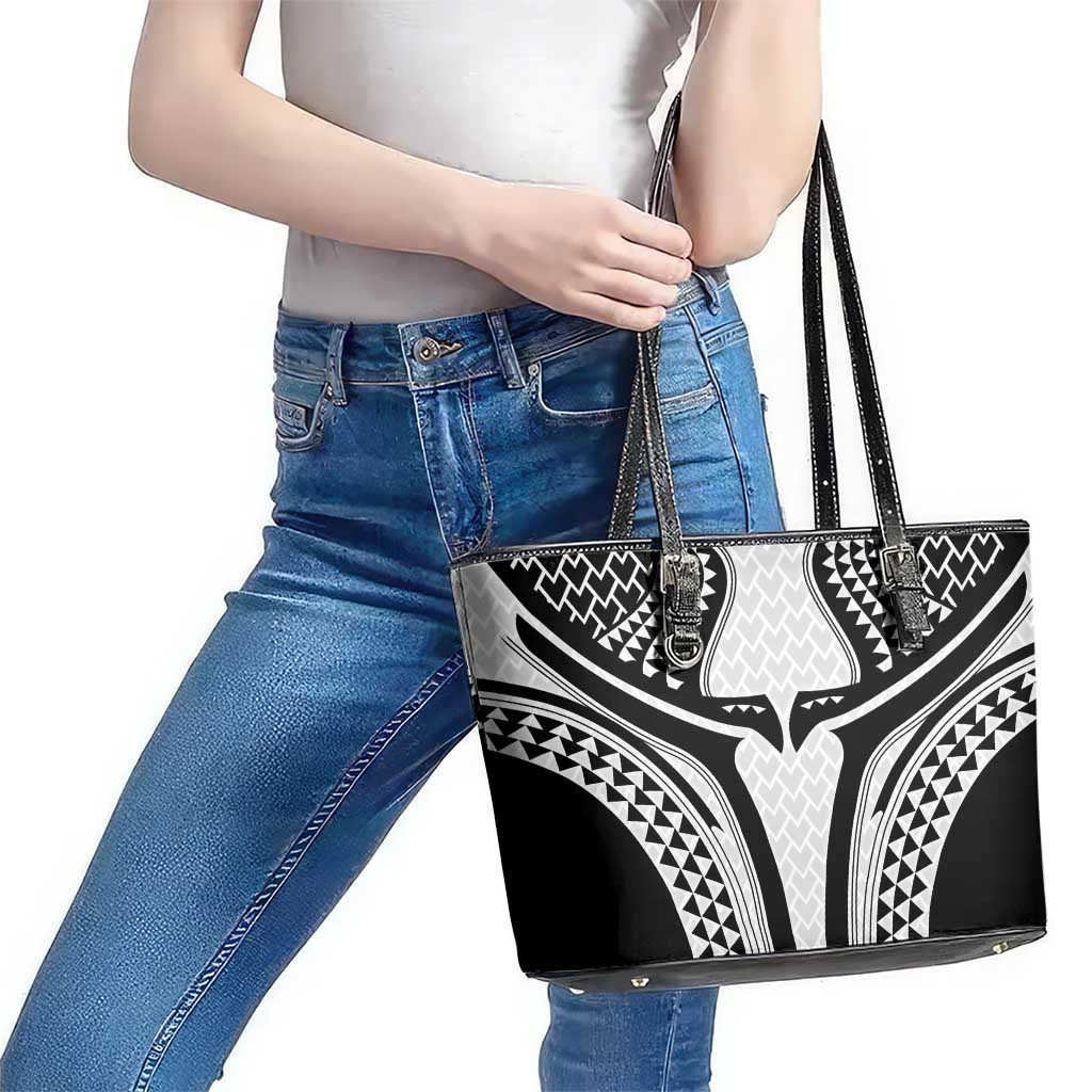 Hawaiian Kakau Art Tattoos Aquaman Style Leather Tote Bag White Version - Polynesian Pride
