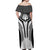 Hawaiian Kakau Art Tattoos Aquaman Style Off Shoulder Maxi Dress White Version - Polynesian Pride