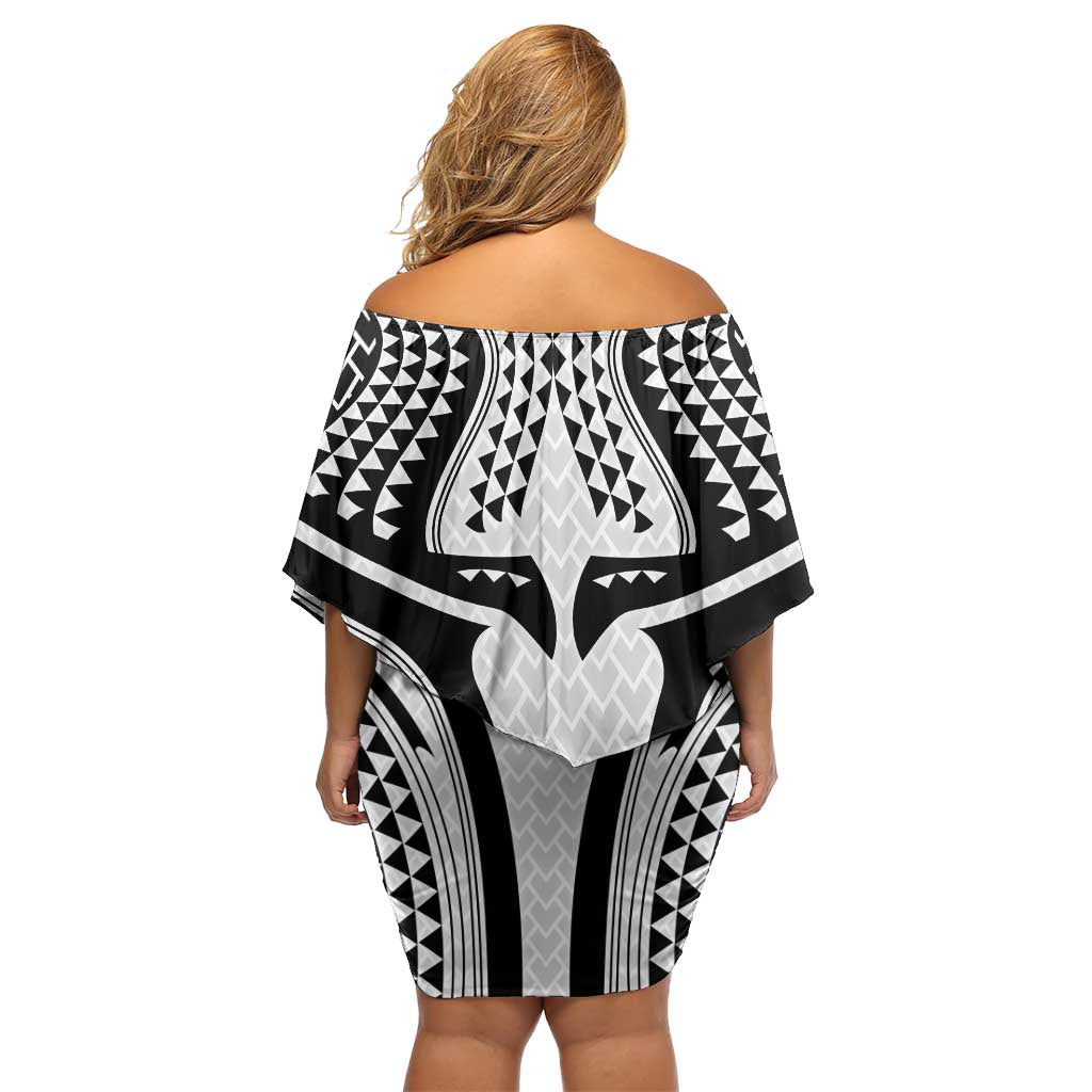 Hawaiian Kakau Art Tattoos Aquaman Style Off Shoulder Short Dress White Version - Polynesian Pride