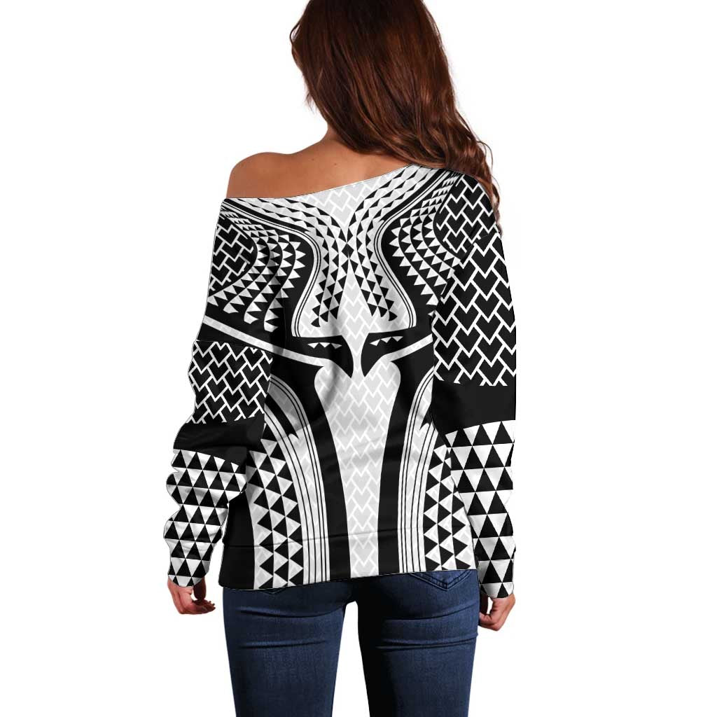 Hawaiian Kakau Art Tattoos Aquaman Style Off Shoulder Sweater White Version - Polynesian Pride