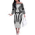 Hawaiian Kakau Art Tattoos Aquaman Style Off The Shoulder Long Sleeve Dress White Version - Polynesian Pride