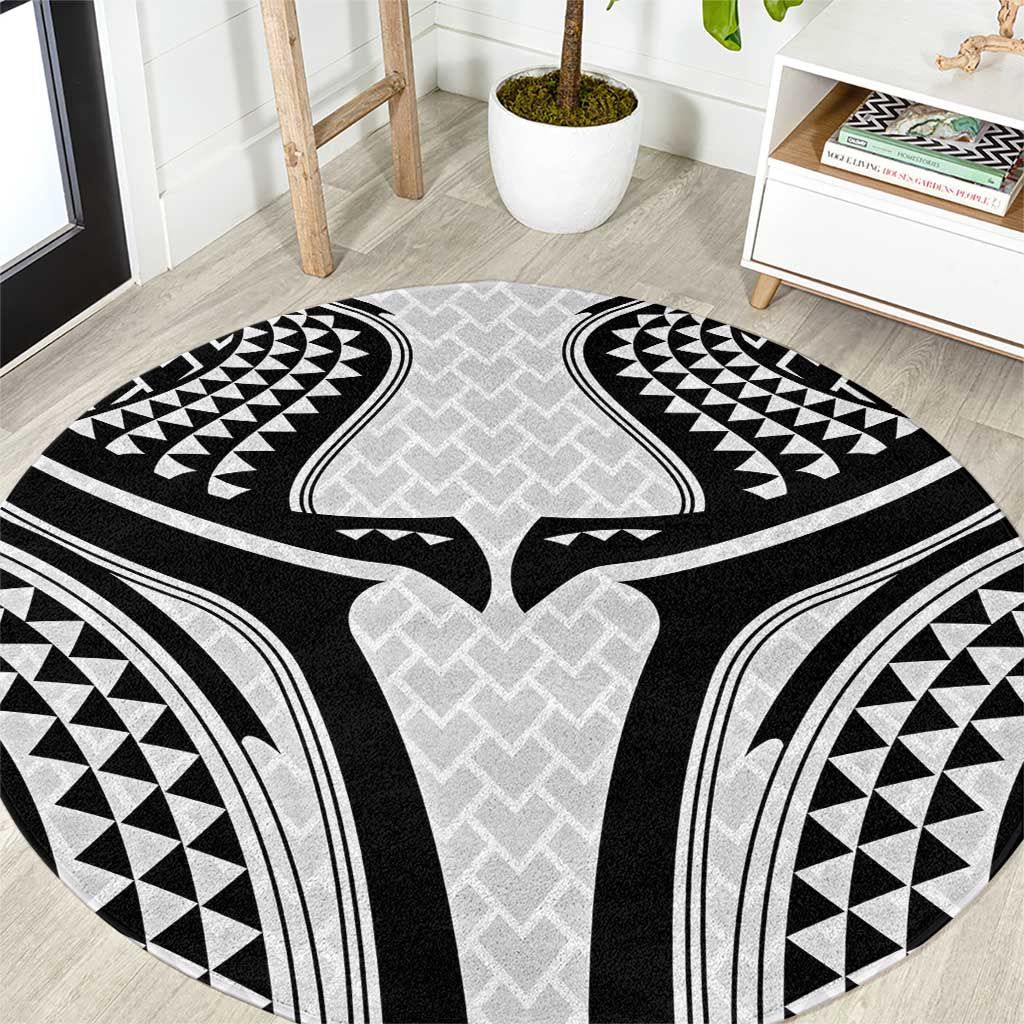 Hawaiian Kakau Art Tattoos Aquaman Style Round Carpet White Version - Polynesian Pride