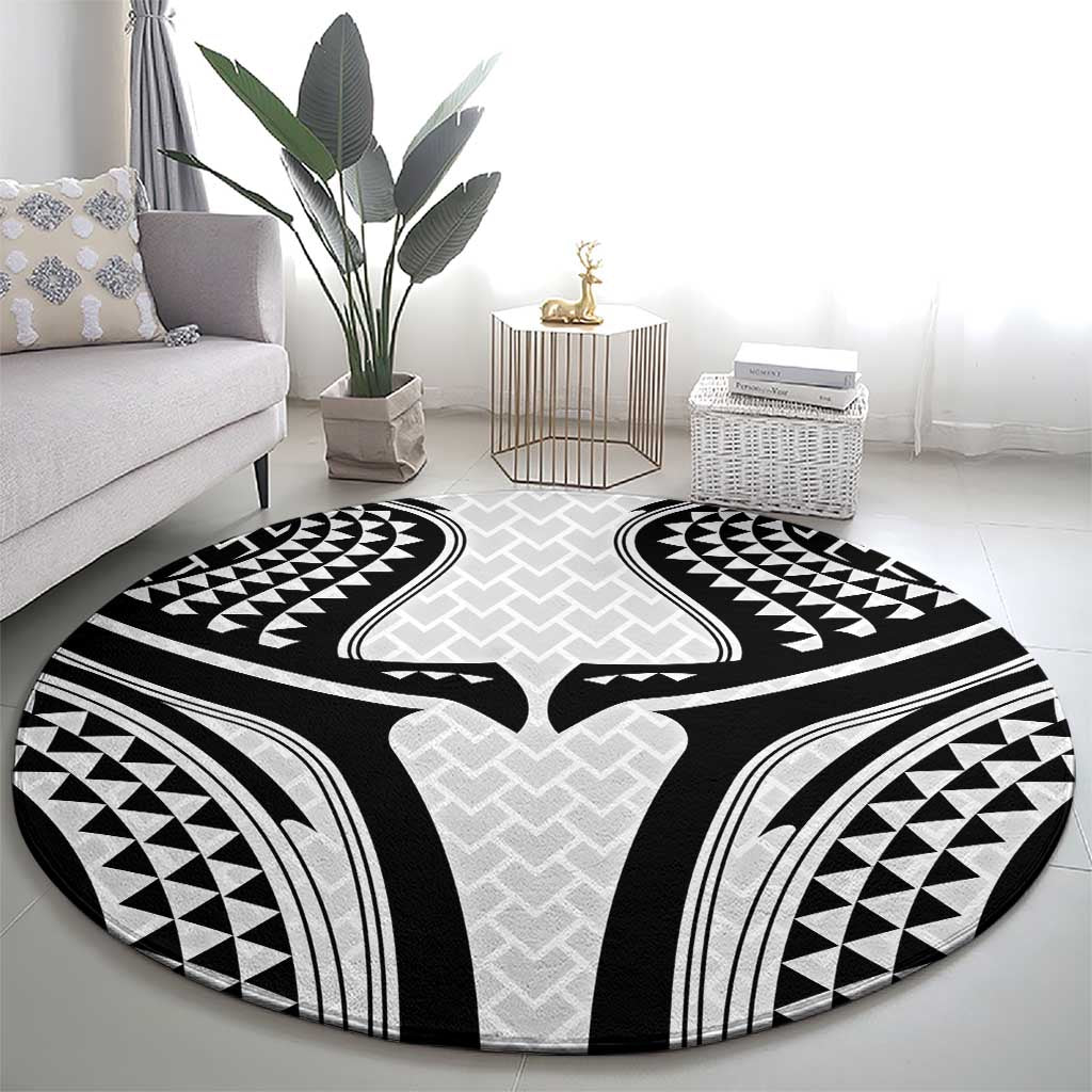 Hawaiian Kakau Art Tattoos Aquaman Style Round Carpet White Version - Polynesian Pride