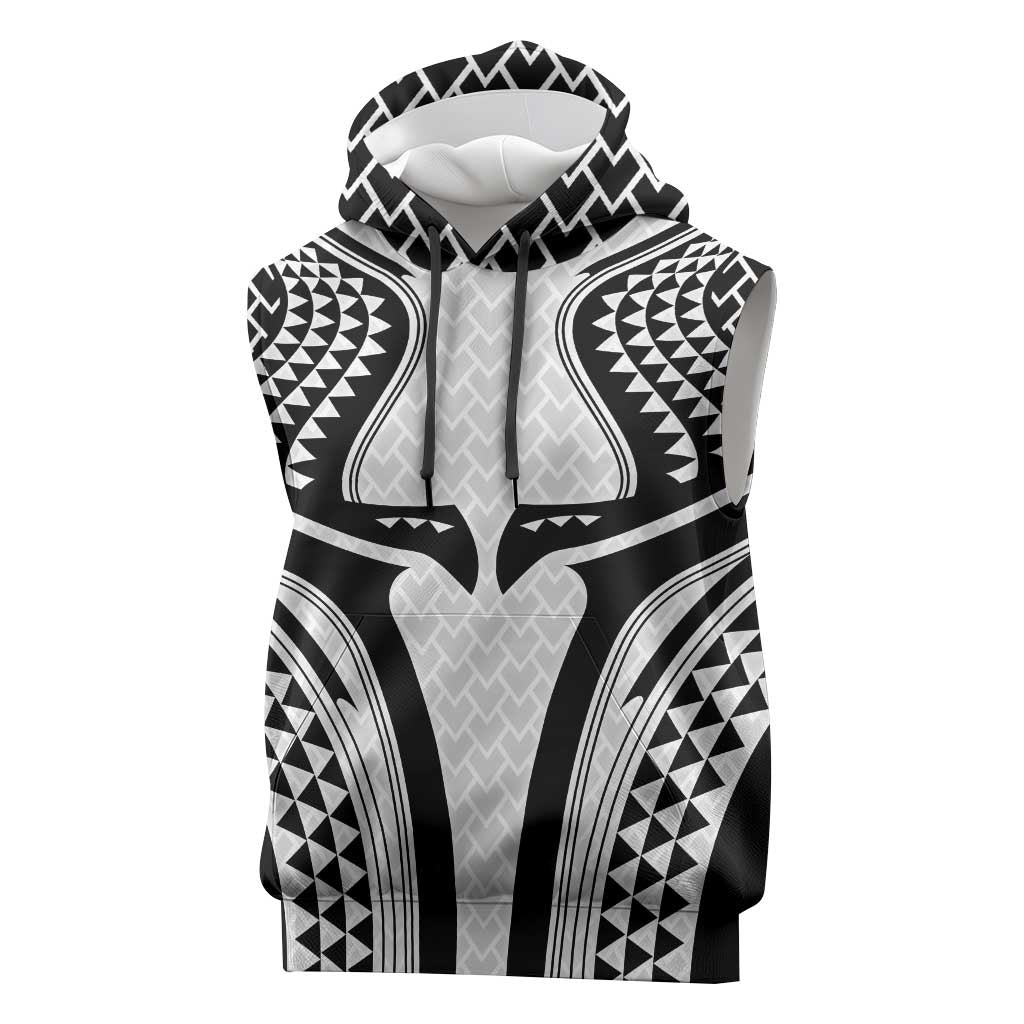 Hawaiian Kakau Art Tattoos Aquaman Style Sleeveless Hoodie White Version - Polynesian Pride
