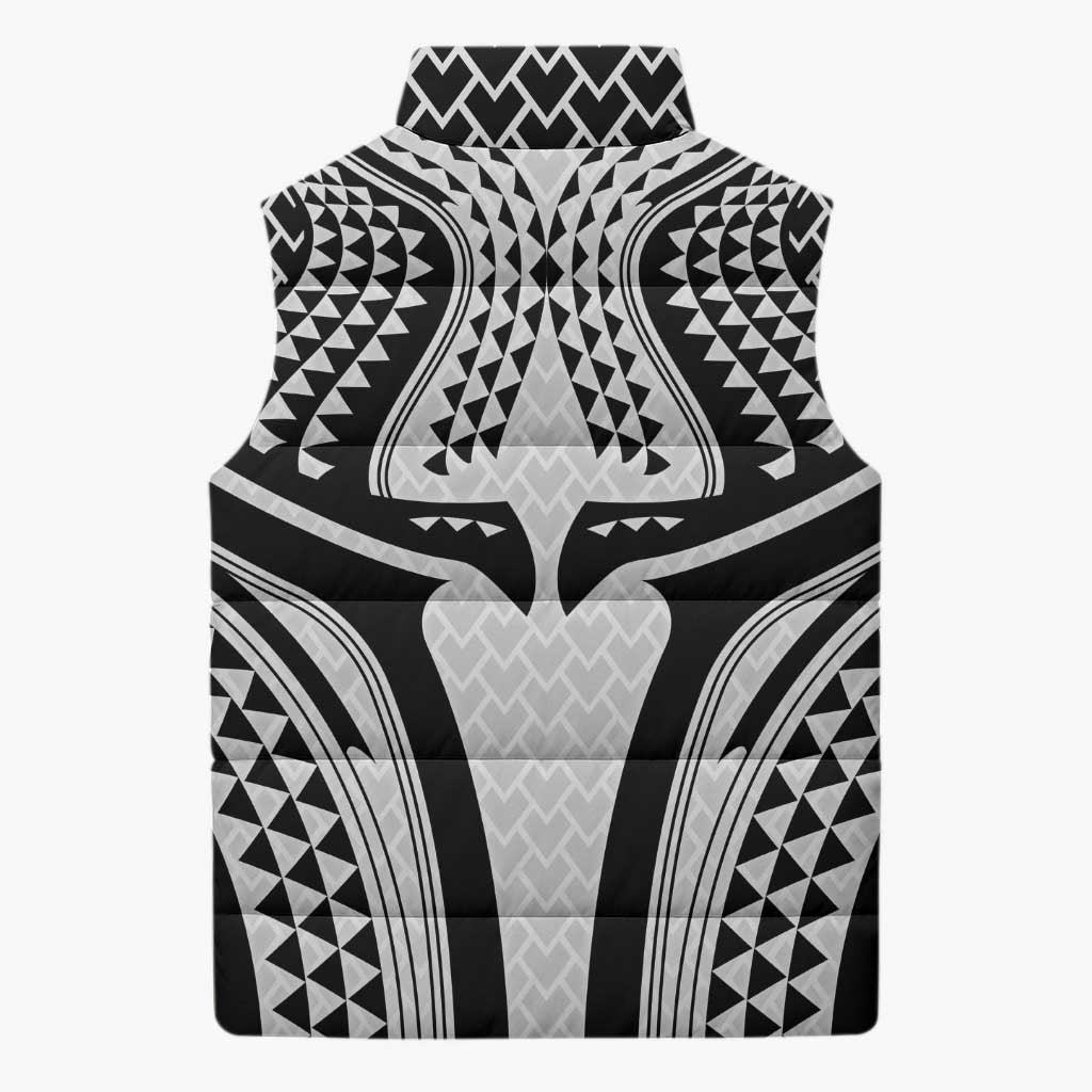 Hawaiian Kakau Art Tattoos Aquaman Style Sleeveless Puffer Jacket White Version - Polynesian Pride