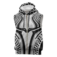Hawaiian Kakau Art Tattoos Aquaman Style Sleeveless Zip Hoodie White Version - Polynesian Pride