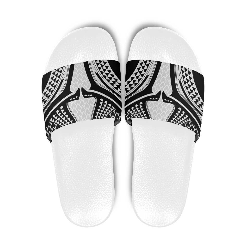 Hawaiian Kakau Art Tattoos Aquaman Style Slide Sandals White Version - Polynesian Pride