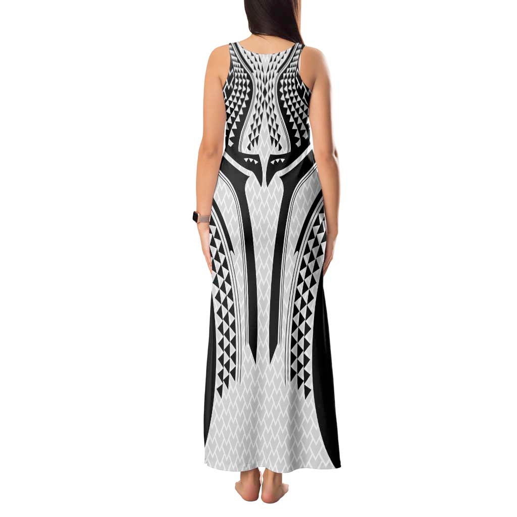 Hawaiian Kakau Art Tattoos Aquaman Style Tank Maxi Dress White Version - Polynesian Pride