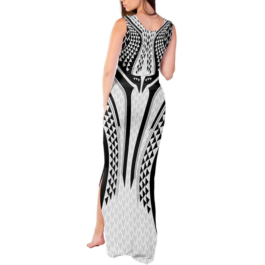 Hawaiian Kakau Art Tattoos Aquaman Style Tank Maxi Dress White Version - Polynesian Pride