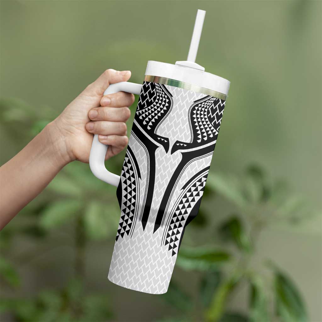 Hawaiian Kakau Art Tattoos Aquaman Style Tumbler With Handle White Version - Polynesian Pride