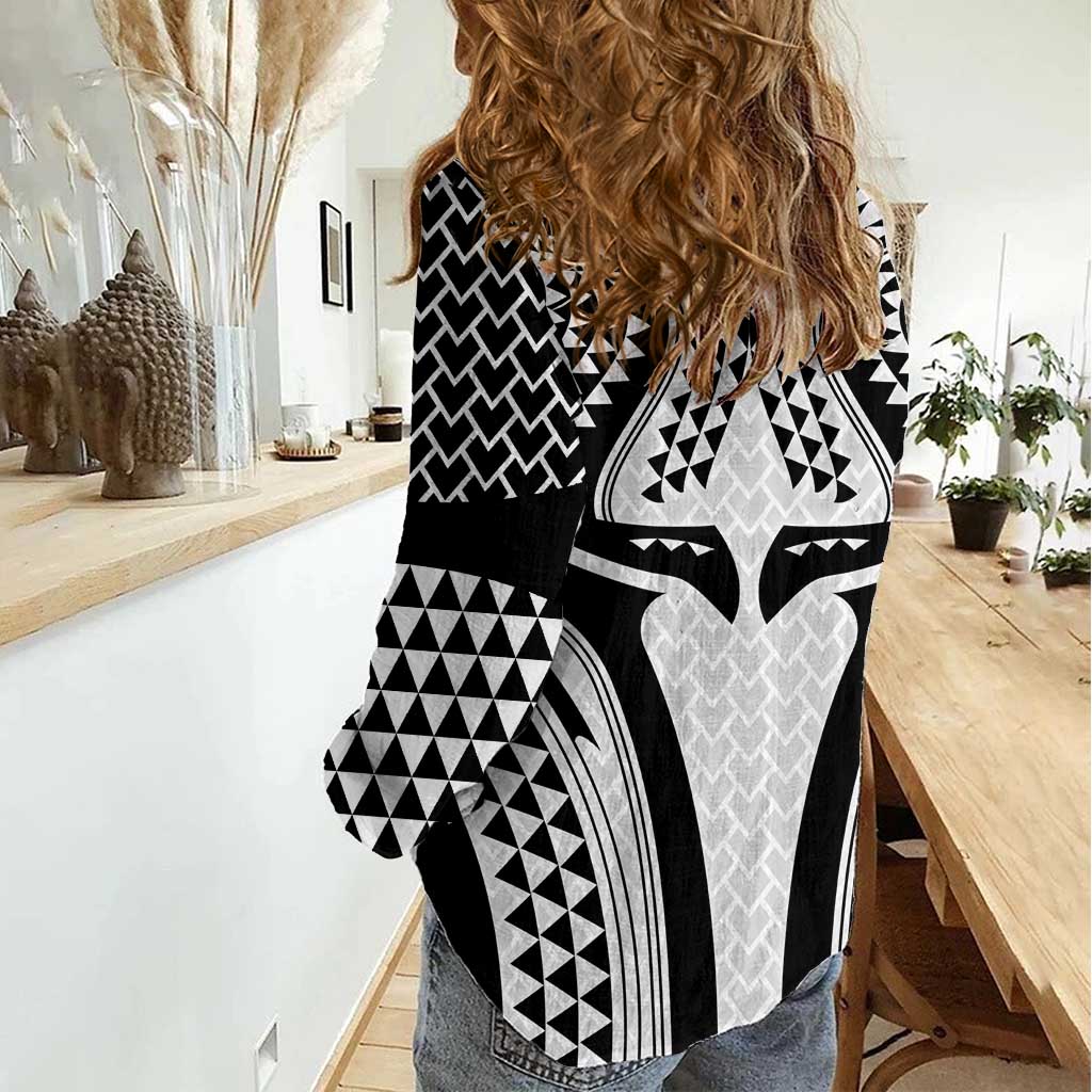 Hawaiian Kakau Art Tattoos Aquaman Style Women Casual Shirt White Version - Polynesian Pride