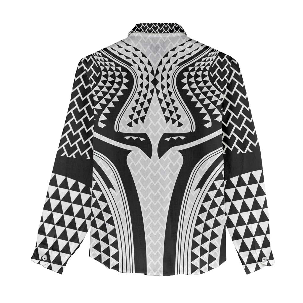 Hawaiian Kakau Art Tattoos Aquaman Style Women Casual Shirt White Version - Polynesian Pride