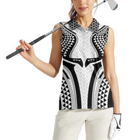 Hawaiian Kakau Art Tattoos Aquaman Style Women Sleeveless Polo Shirt White Version - Polynesian Pride