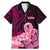 Polynesia Breast Cancer Family Matching Mermaid Dress and Hawaiian Shirt Butterfly and Flowers Ribbon Maori Tattoo Ethnic Black Style LT03 Dad's Shirt - Short Sleeve Black - Polynesian Pride