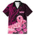 Polynesia Breast Cancer Family Matching Puletasi Dress and Hawaiian Shirt Butterfly and Flowers Ribbon Maori Tattoo Ethnic Black Style LT03 Dad's Shirt - Short Sleeve Black - Polynesian Pride