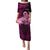 Polynesia Breast Cancer Family Matching Puletasi Dress and Hawaiian Shirt Butterfly and Flowers Ribbon Maori Tattoo Ethnic Black Style LT03 Mom's Dress Black - Polynesian Pride