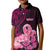 Custom Polynesia Breast Cancer Kid Polo Shirt Butterfly and Flowers Ribbon Maori Tattoo Ethnic Black Style LT03 Kid Black - Polynesian Pride