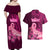 Polynesia Breast Cancer Couples Matching Off Shoulder Maxi Dress and Hawaiian Shirt Butterfly and Flowers Ribbon Maori Tattoo Ethnic Pink Style LT03 - Polynesian Pride