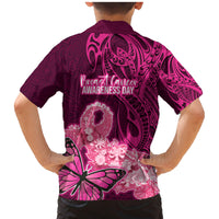 Polynesia Breast Cancer Family Matching Mermaid Dress and Hawaiian Shirt Butterfly and Flowers Ribbon Maori Tattoo Ethnic Pink Style LT03 - Polynesian Pride