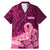 Polynesia Breast Cancer Family Matching Mermaid Dress and Hawaiian Shirt Butterfly and Flowers Ribbon Maori Tattoo Ethnic Pink Style LT03 Dad's Shirt - Short Sleeve Pink - Polynesian Pride