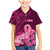 Polynesia Breast Cancer Family Matching Mermaid Dress and Hawaiian Shirt Butterfly and Flowers Ribbon Maori Tattoo Ethnic Pink Style LT03 Son's Shirt Pink - Polynesian Pride